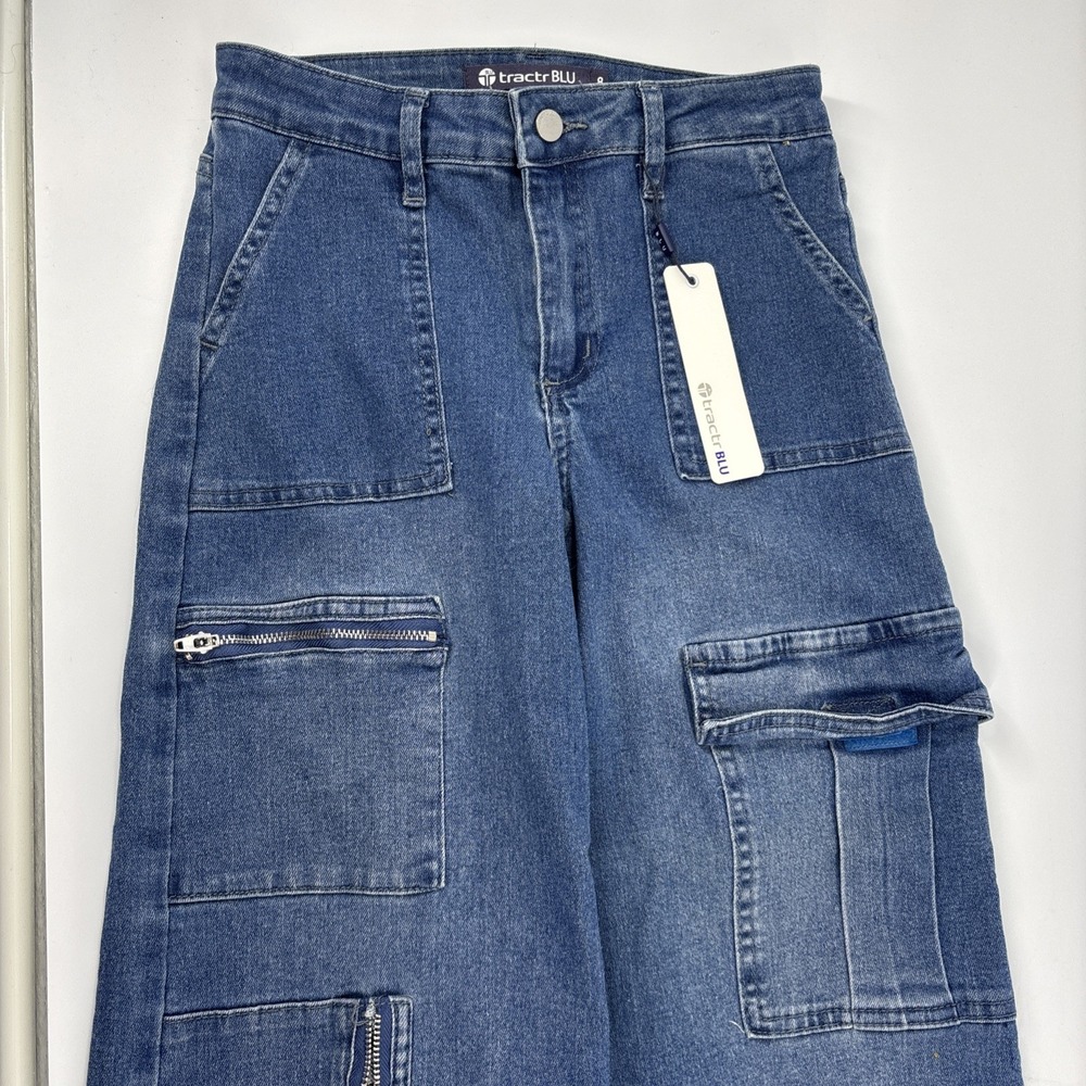 Tractr Kids Wide Legged Cargo Pants with Zipper Pocket Girls Size 8 NWT